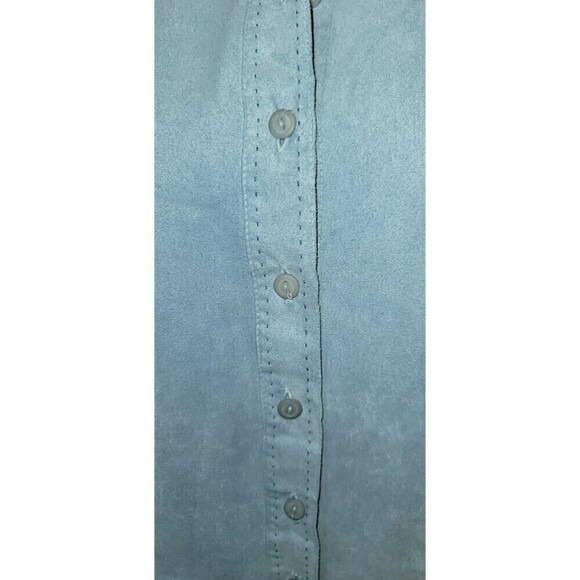 Lemon Grass Suede Like Button Down Blouse - Size Small - Picture 7 of 10